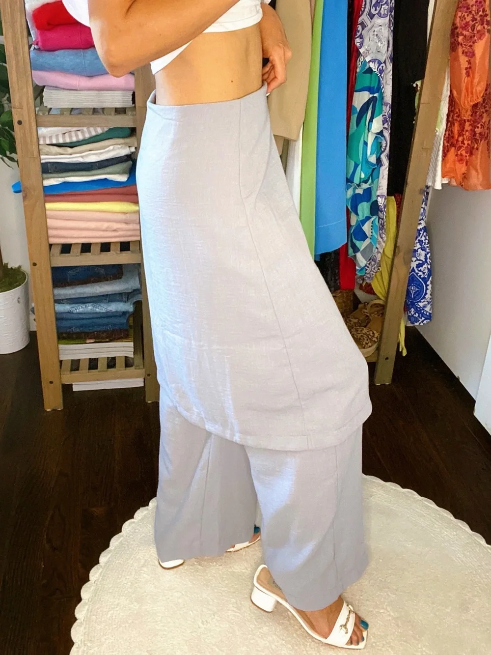 ZARA Gray Wrap Midi Skirt Overlay Pants! 🐦